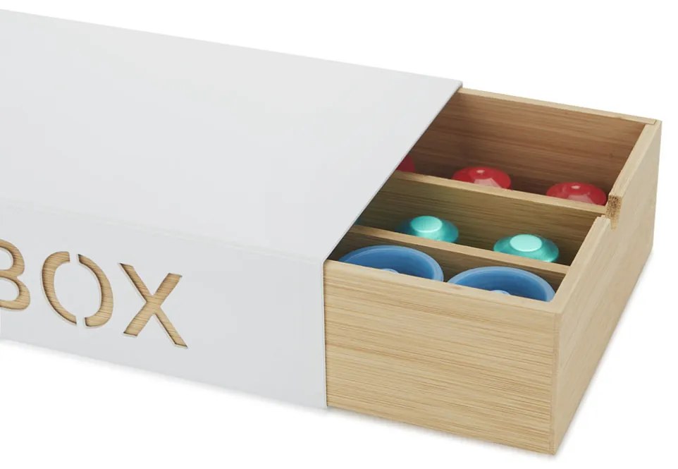 Box na kávové kapsuly a stojan, BALVI Coffee Box, biely kov