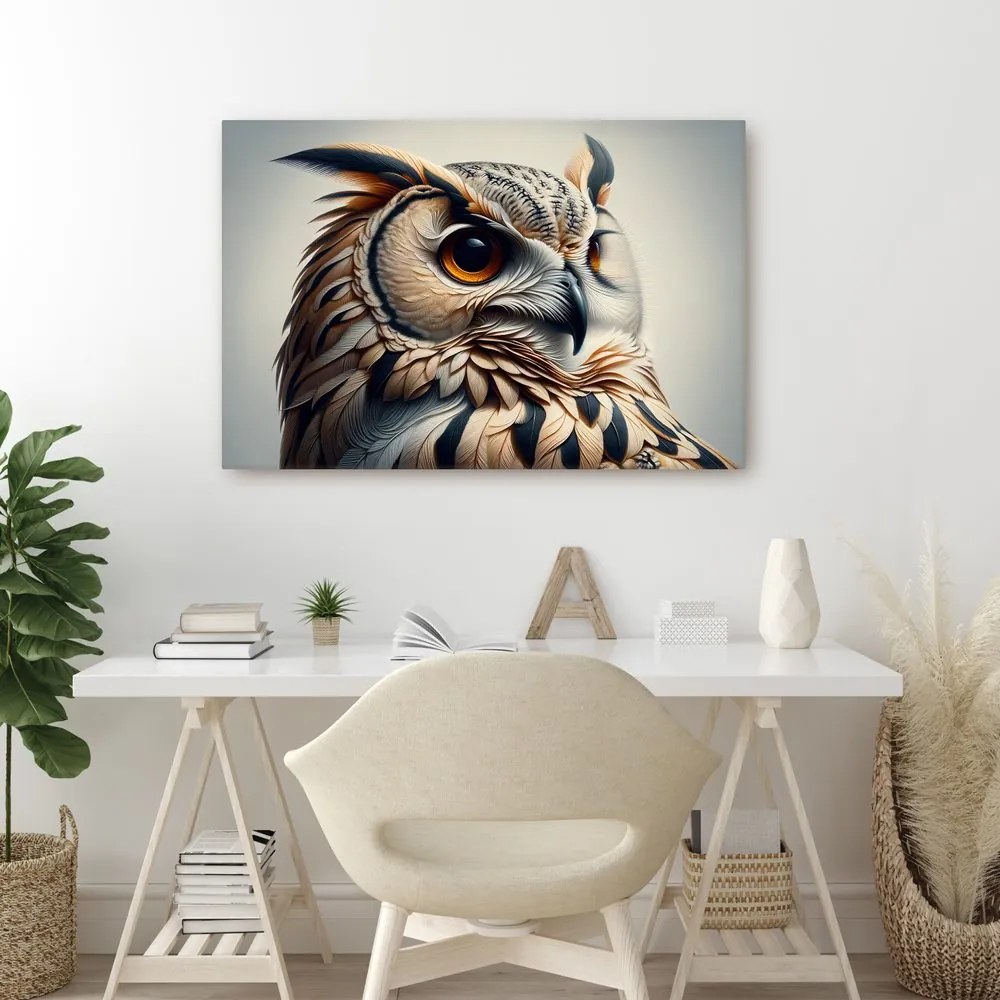 Obraz sova v teplých odtieňoch
