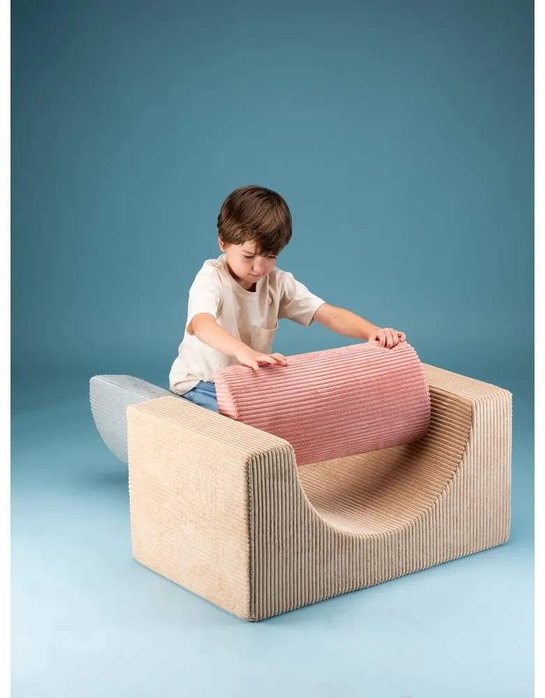 Svetlohnedé menčestrové penové ihrisko 75x49x37 cm Rainbow Montessori – Wigiwama