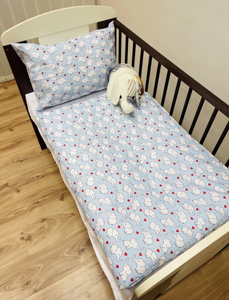 Obliečky bavlnené detské Sloník modrý - Detský set 130x90cm + 65x45cm