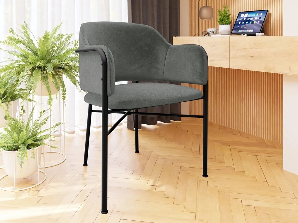 Čalúnená jedálenská stolička Uzpira, Dostupné poťahy: Magic Velvet 2258, Farby: čierna