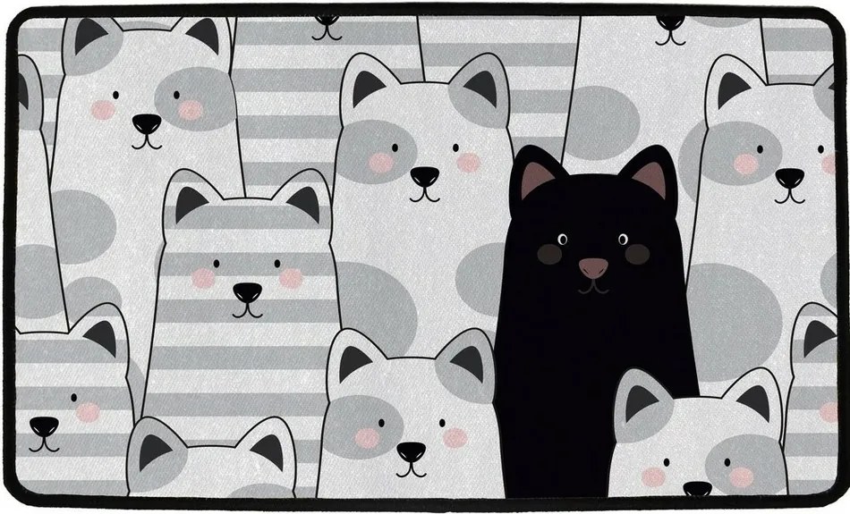 Butter Kings Vnútorná multifunkčná rohožka Black cat, 75 x 45 cm