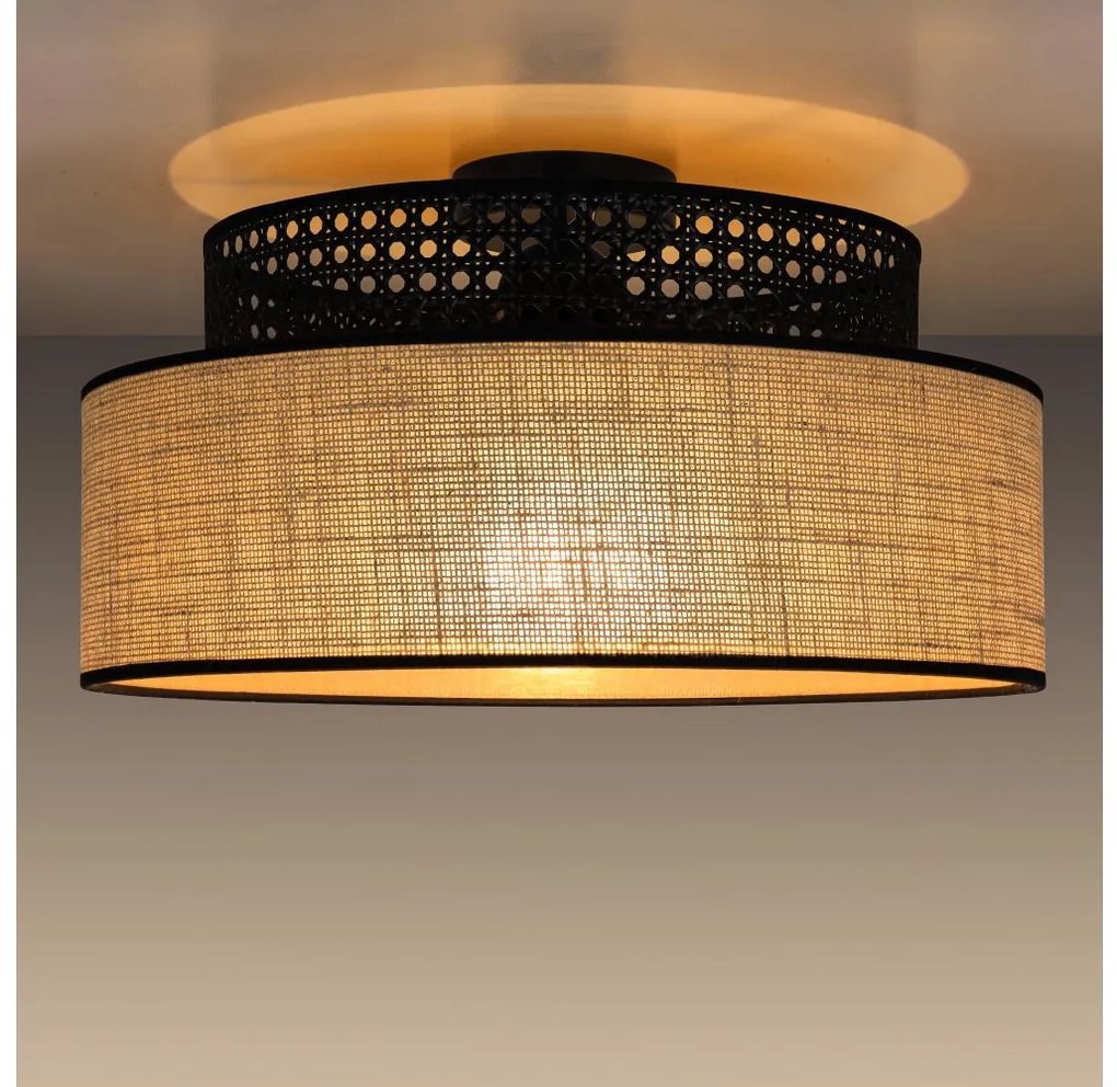 Stropné svietidlo BOHO 1xE27/60W/230V pr. 40 cm čierna/ratan