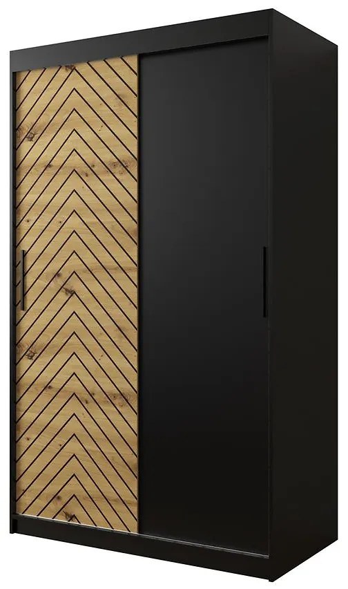 Skriňa Jodełka 120 čierna/dub Artisan/čierna