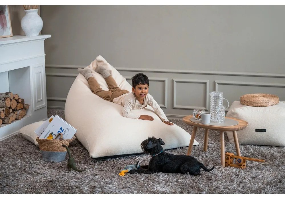 Krémový sedací vak z textílie buklé Razzmatazz – SLOWDOWN