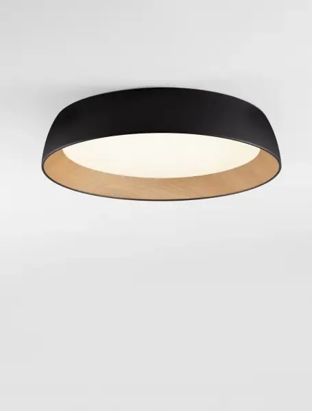 LED stmievateľné čierno-drevené moderné stropné svietidlo Sigi 60