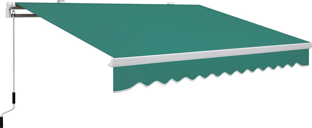 Outsunny Ručná Výsuvná Markíza 395x245 cm - Markíza na Bielý Balkón s Vodotesným a Antivírusovým Kovovým Kľukou | Aosom