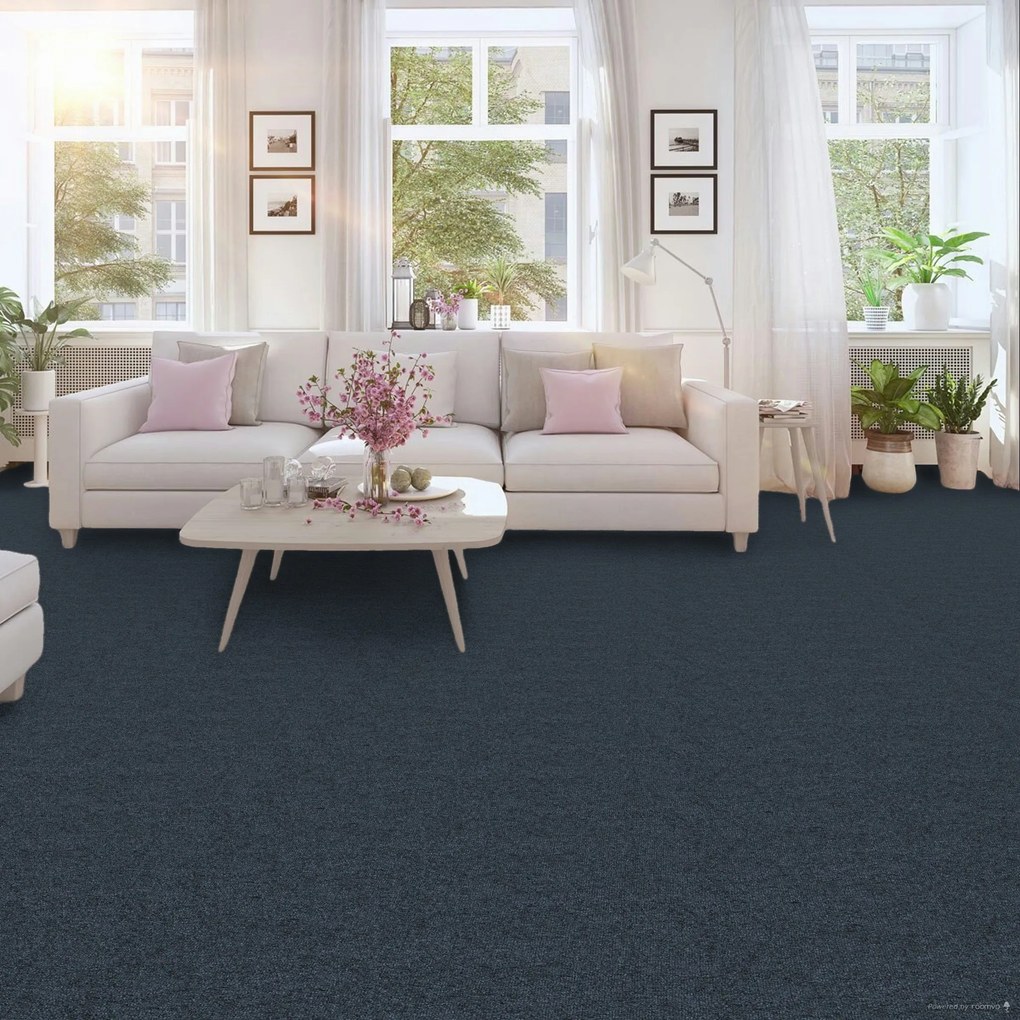 ITC, Koberec metráž Merit new 6771, na mieru, šíře 4m, modrá, ab (mriežka), chodba / predsieň