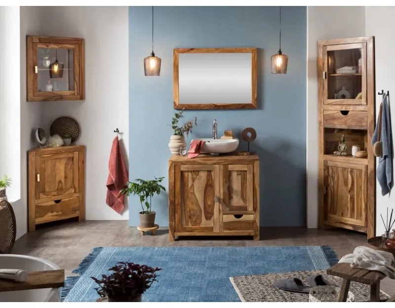 furniture-nabytek.cz - Masívny rohový vysoký šatník Lagos z palisandra, lakovaný, hnedý