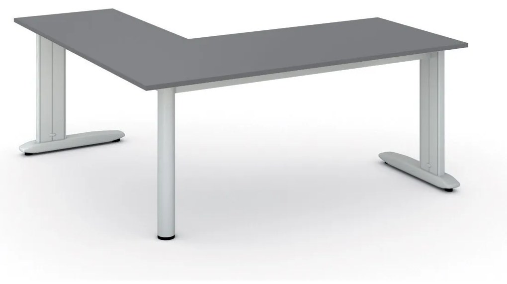 Rohový kancelársky písací stôl PRIMO FLEXIBLE, 1800 x 1800 mm, grafitová