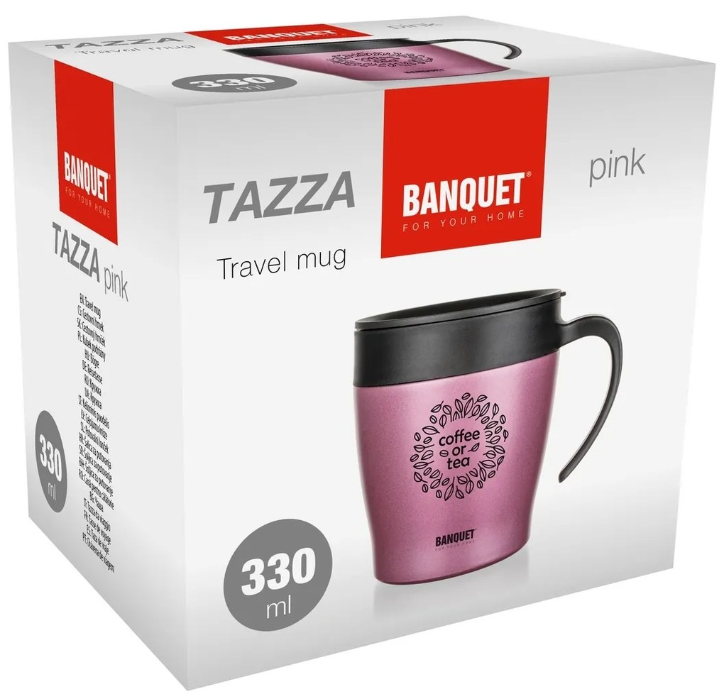 Banquet Termohrnček cestovný TAZZA 330 ml, ružová