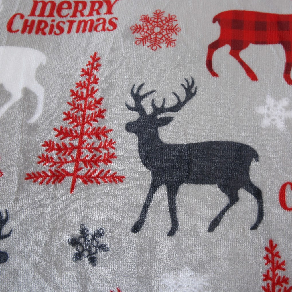 Obliečky mikroplyš MERRY CHRISTMAS DEER sivé Rozmer obliečky: 2 ks 70 x 90 cm | 200 x 220 cm
