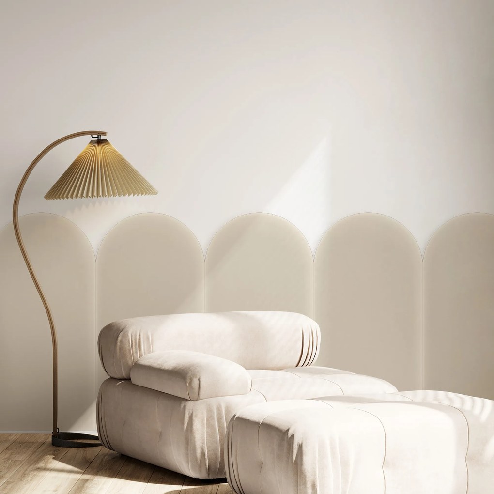 Zamatový čalúnený panel - Oblúk - 30x80cm Farba: Krémová