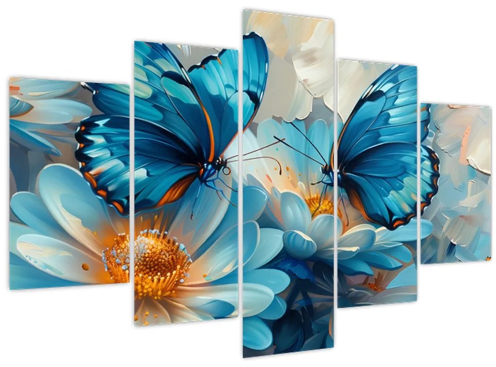 Obraz - Modrí motýle (150x105 cm)