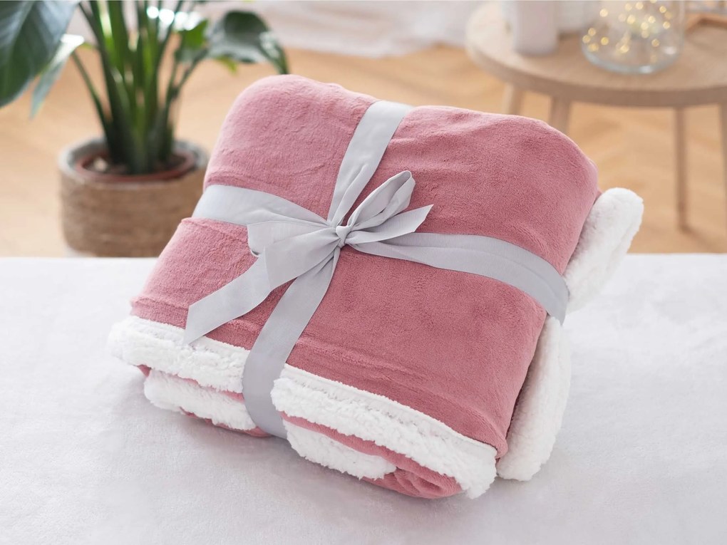 Baránková deka mikroplyš 220 × 200 cm – Laura staroružová