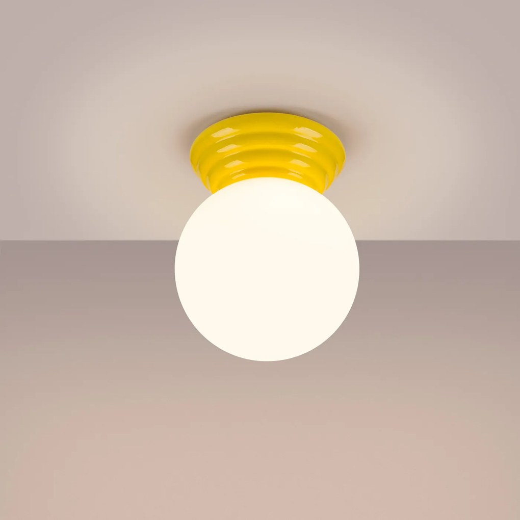 Stropné svietidlo Zori, 1x biele sklenené tienidlo, y