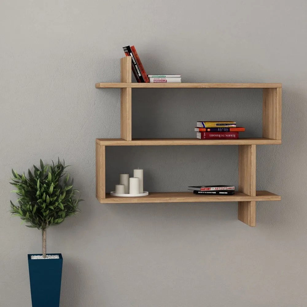 Poschodová polica v dekore duba v prírodnej farbe 70 cm Paralel – Kalune Design