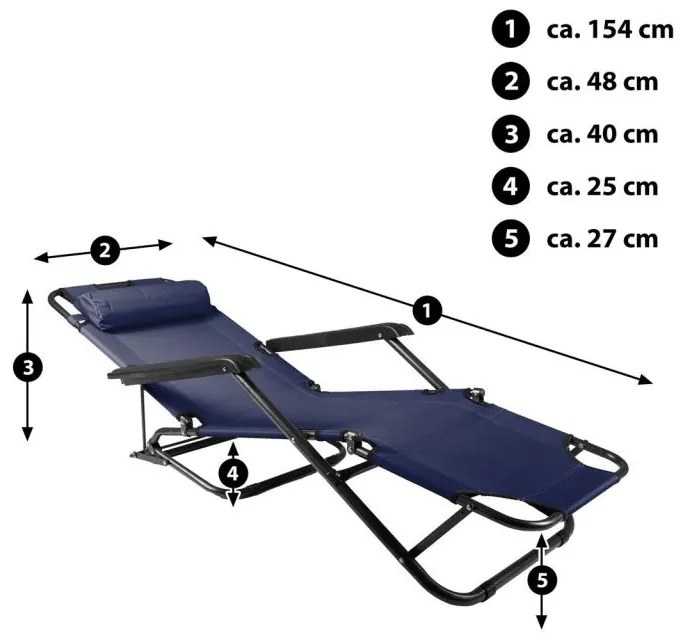 Garthen 29462 Skladacie záhradné lehátko - modrá