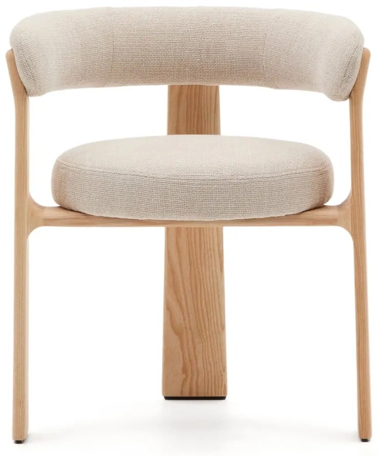 Béžové/v prírodnej farbe jedálenské kreslo s podrúčkami z jaseňového dreva Granite – Kave Home