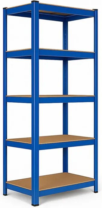Akcia 20x Regál 180x90x40 cm lakovaný 5-policový, nosnosť 875 kg - modrý