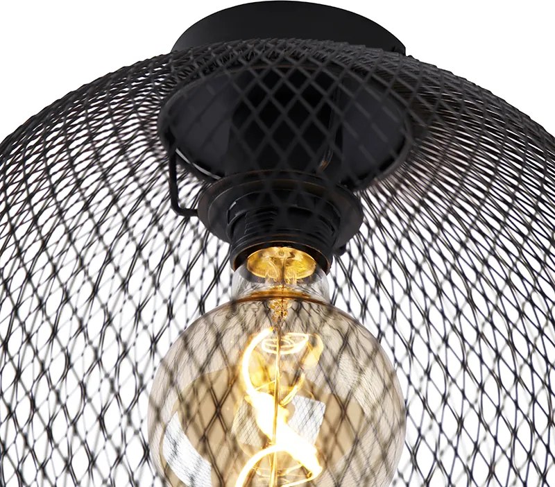 Moderné stropné svietidlo čierne 30 cm - Mesh Ball
