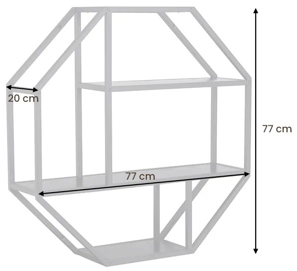 Dizajnový nástenný regál Maille 77 cm čierny jaseň