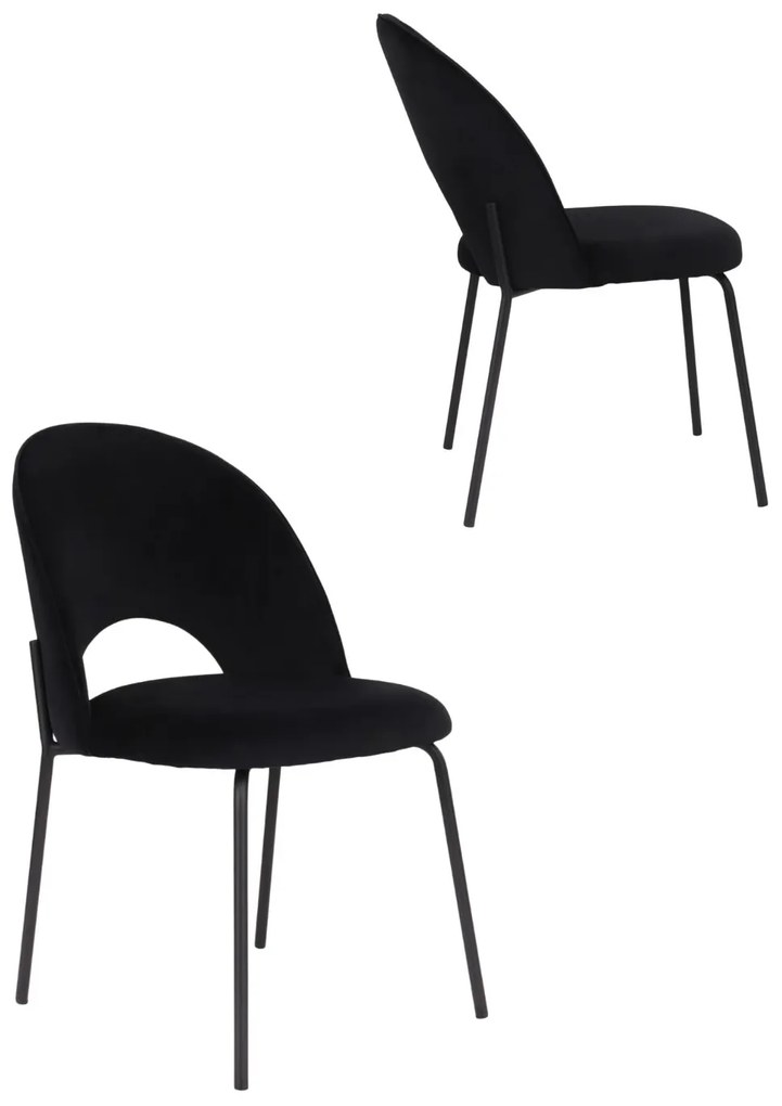 Jedálenská stolička Molly Black, čierny zamat (108-77)