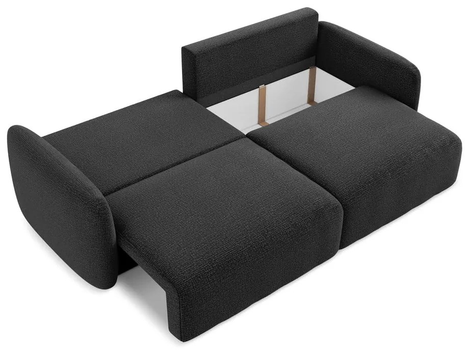 Čierna rozkladacia/s úložným priestorom pohovka 238 cm Kalena – Makamii