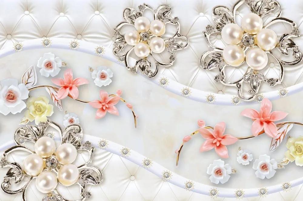 Samolepiaca tapeta luxusné kvetinové šperky - 150x100