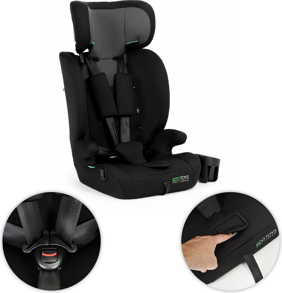 Detská autosedačka pre deti s výškou 76–150 cm, R129, držiak na nápoje ECOTOYS
