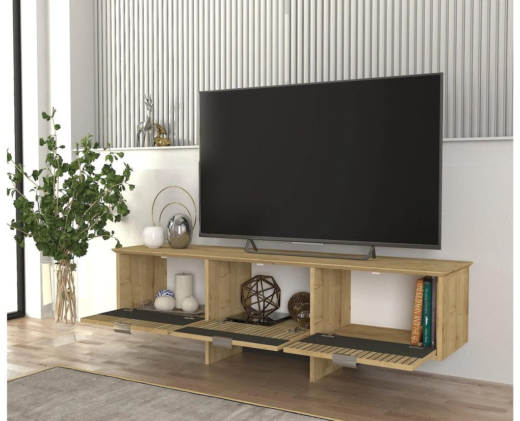 TV stolík/skrinka Polete TV (antracitový zafír). Akcia -19%. Vlastná spoľahlivá doprava až k Vám domov. 1108178