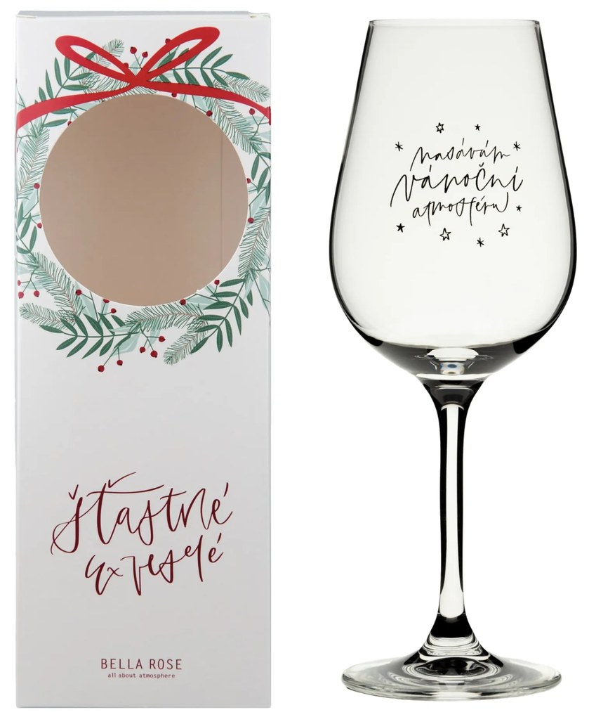 Bella Rose Pohár na víno Nasávám vánoční atmosféru + vianočná krabička – CZ