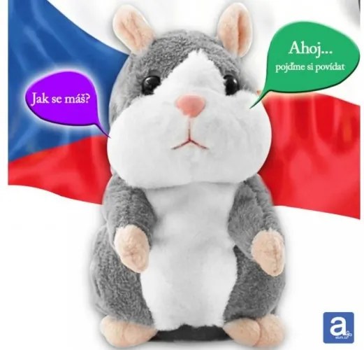 ALUM Interaktívny plyšový hovoriaci škrečok Talkinghamster sivý