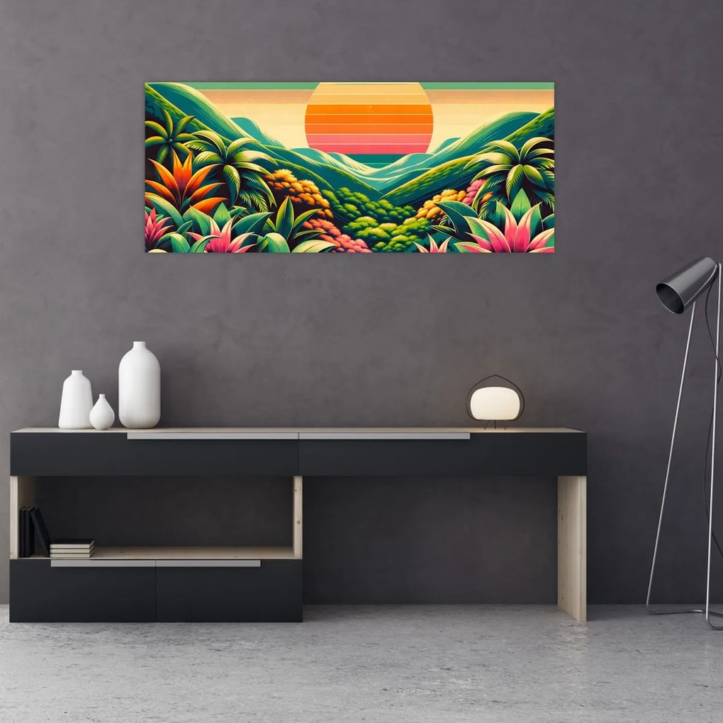 Obraz - Pestrofarebný západ slnka (120x50 cm)