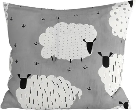 Polybavlnená obliečka na vankúš WHITE SHEEPS 45x45 cm, sivá