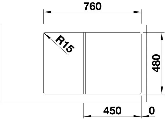 Blanco Legra 45 S, silgranitový drez 780x500 mm, biela, 522203