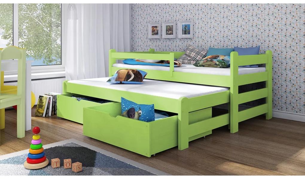 Detská posteľ Alis s výsuvným lôžkom DPV 001 Certifikát Limetka 90 x 200 cm