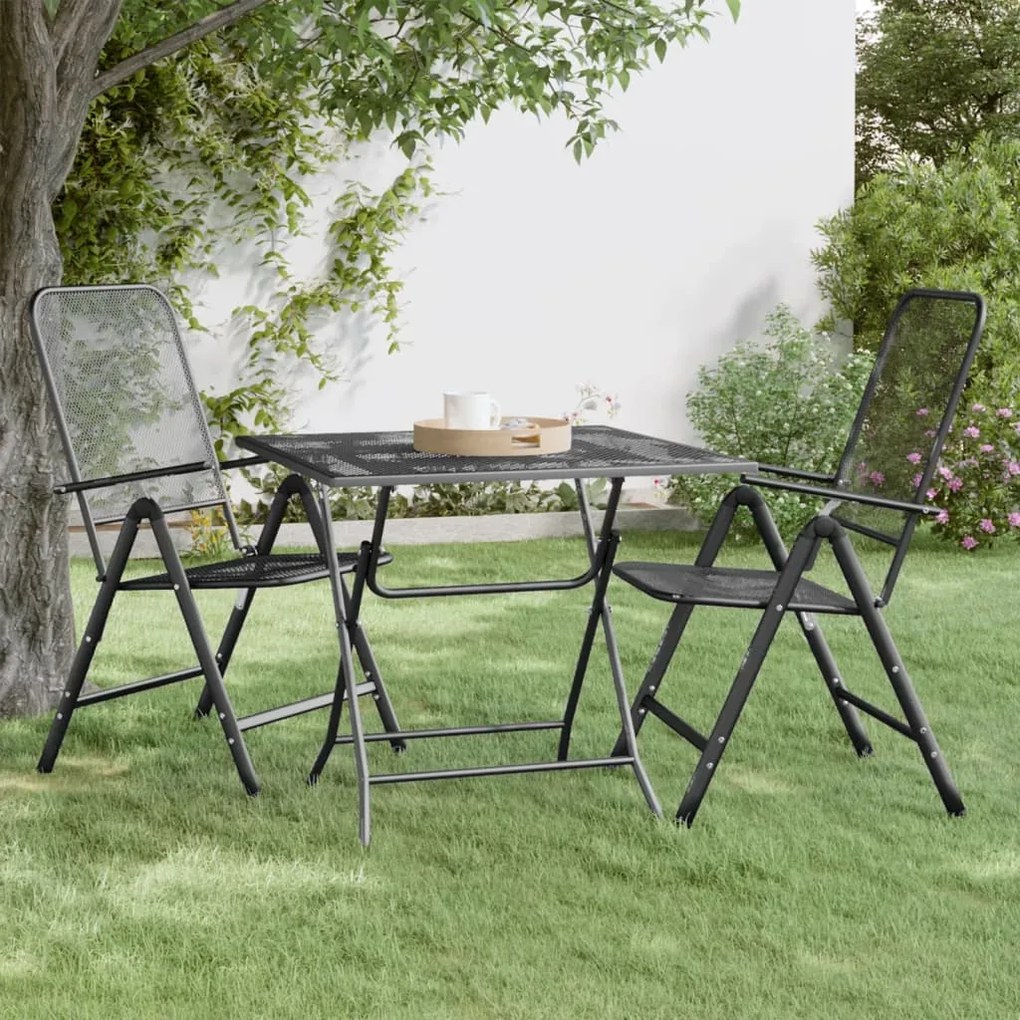 vidaXL Záhradný stôl 80x80x72 cm sieťovina expandovaný kov antracit