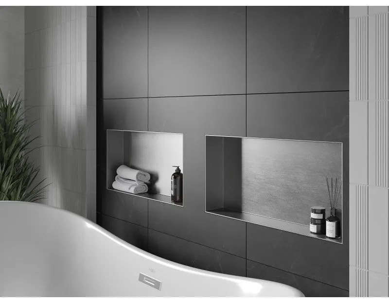 Mexen X-Wall-NR, polička na zapustenie pod obklad bez goliera 60 x 30 cm, oceľová, 1911603010