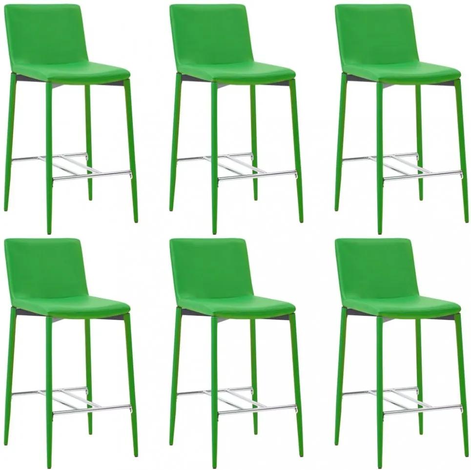 Barové stoličky 6ks umelá koža / kov Dekorhome Zelená