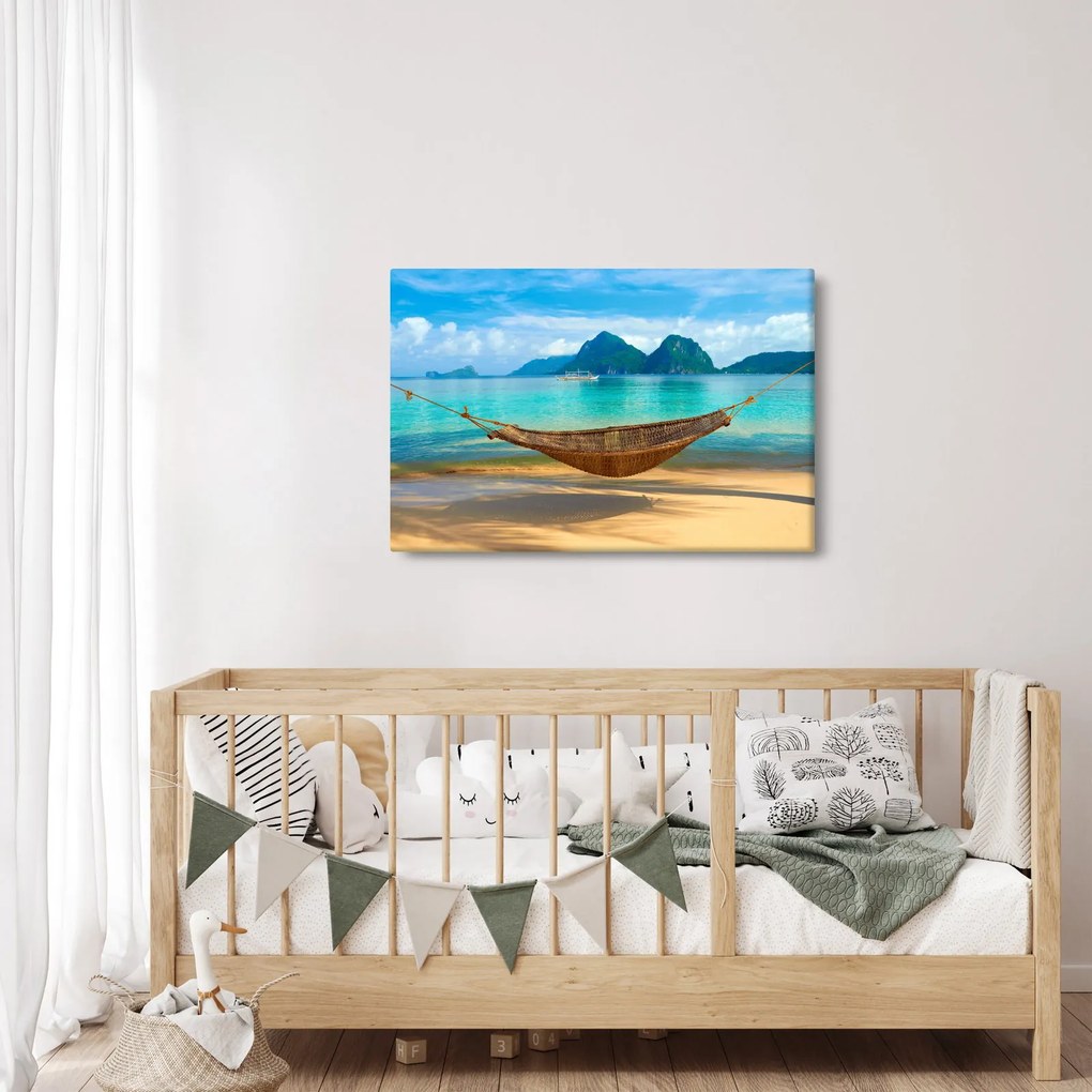 Obrázok hojdacej siete na pláži 3 (90x60 cm)