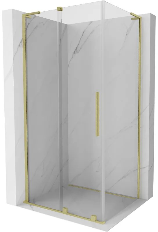 Mexen Velar L, sprchový kút s posuvnými dverami 120 x 110 cm, 8mm číre sklo, zlatá matná, 871-120-110-03-55