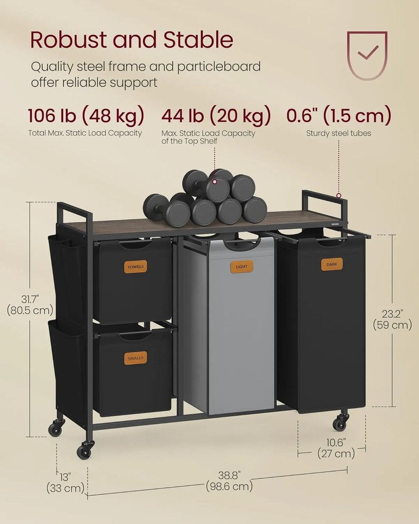 Kôš na bielizeň so 4 priehradkami, 150 l triedič prádla, čierno-sivý