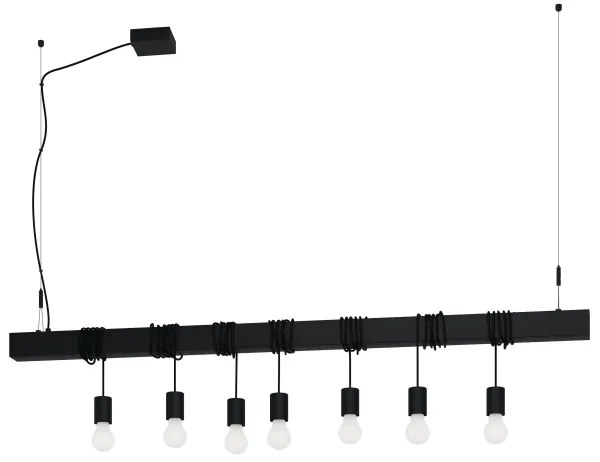 Eglo 39938 - Luster na lanku TOWNSHEND-B 7xE27/40W/230V čierna