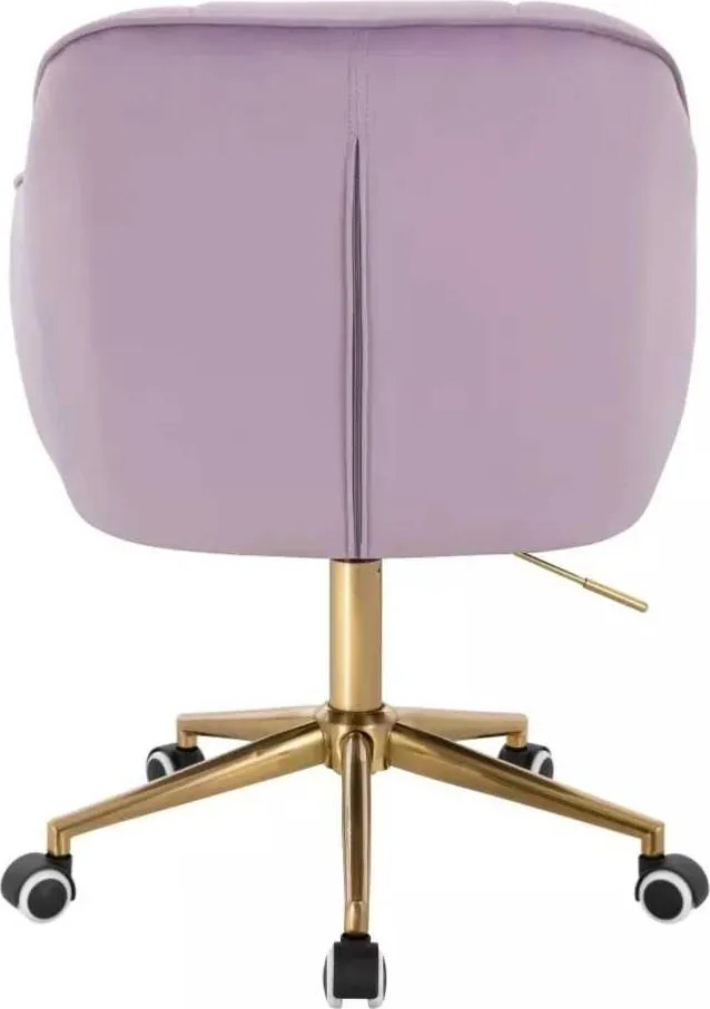 LuxuryForm DESIGN Stolička AVOLA VELUR na zlatej podstave s kolieskami - levanduľa