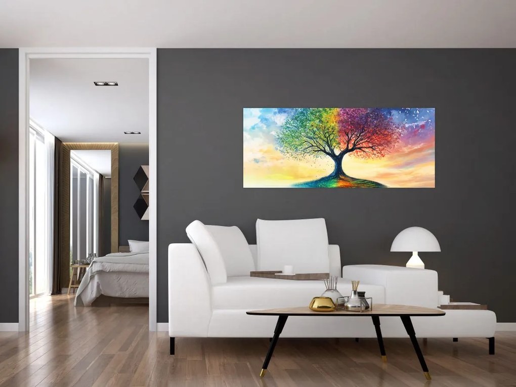 Obraz – Maľovaný strom ročných období (120x50 cm)