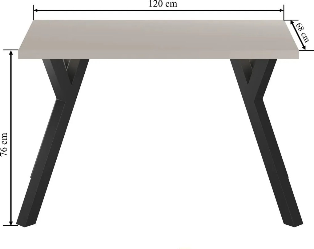 Vintino Jedálenský stôl ADRIAN 120 × 68 cm – kašmír / čierna oceľ