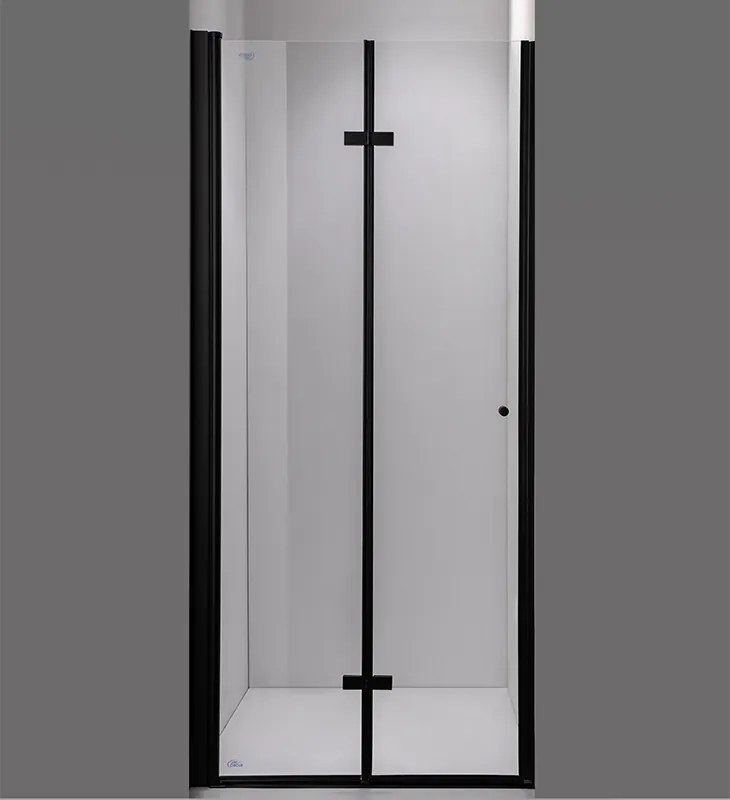 BPS-koupelny Zalamovacie otočné sprchové dvere HYD-JSD01C 100 čierna/transparent pre inštaláciu do niky - bez vaničky