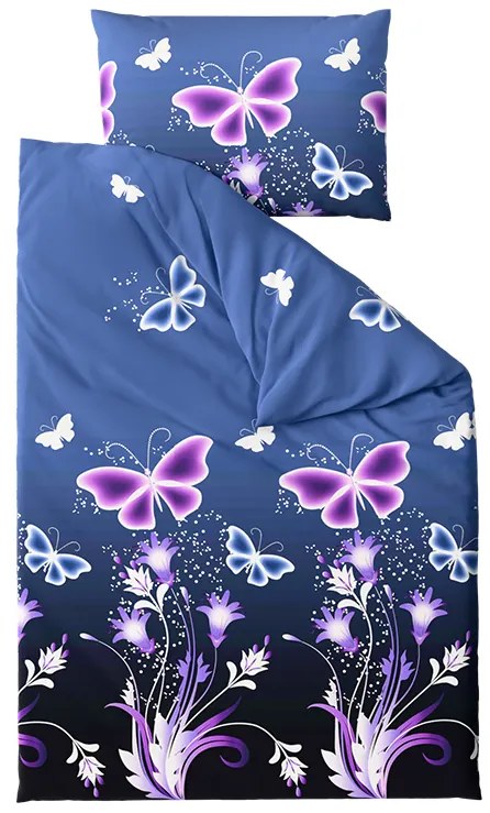 Obliečky z mikrovlákna VIOLET BUTTERFLY tmavo modré Rozmer obliečky: 70 x 90 cm | 140 x 220 cm