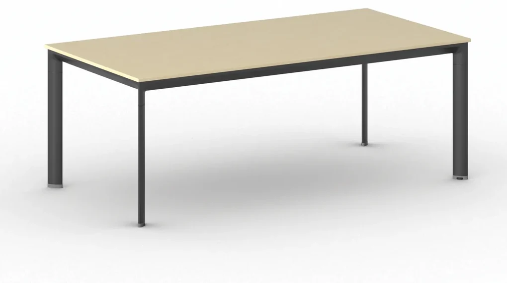 Kancelársky stôl PRIMO INVITATION, čierna podnož, 2000 x 1000 mm, breza